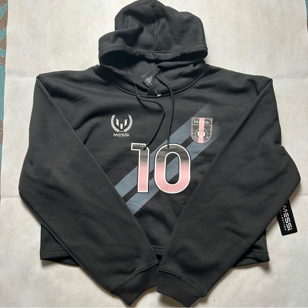 Messi Collection cropped hoodies fleece lined sweatshirt NWT size large